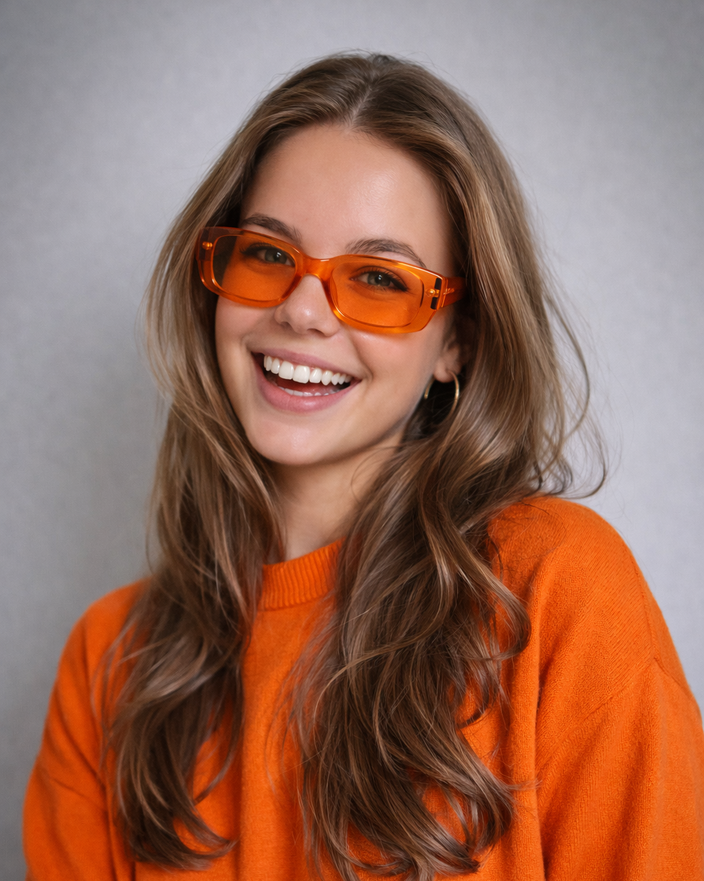 Rechthoekige retro zonnebril oranje