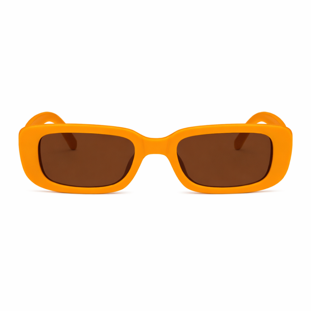 Rechthoekige retro zonnebril oranje met donkere glazen - Koningsdag Zonnebril